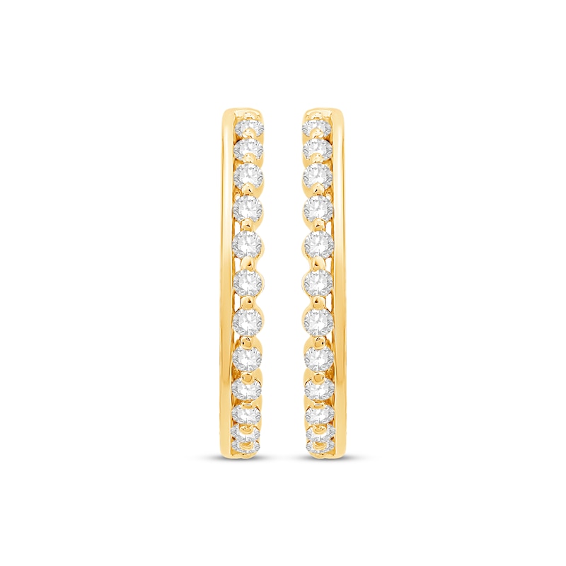 Main Image 2 of Diamond Hoop Earrings 1/4 ct tw 10K Yellow Gold