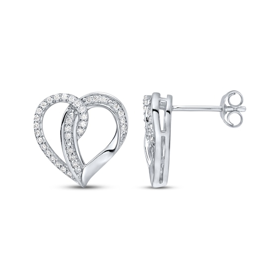 Diamond Looping Heart Stud Earrings 1/4 ct tw Sterling Silver