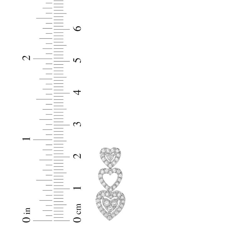 Main Image 3 of Diamond Heart Trio Drop Earrings 1 ct tw 10K White Gold