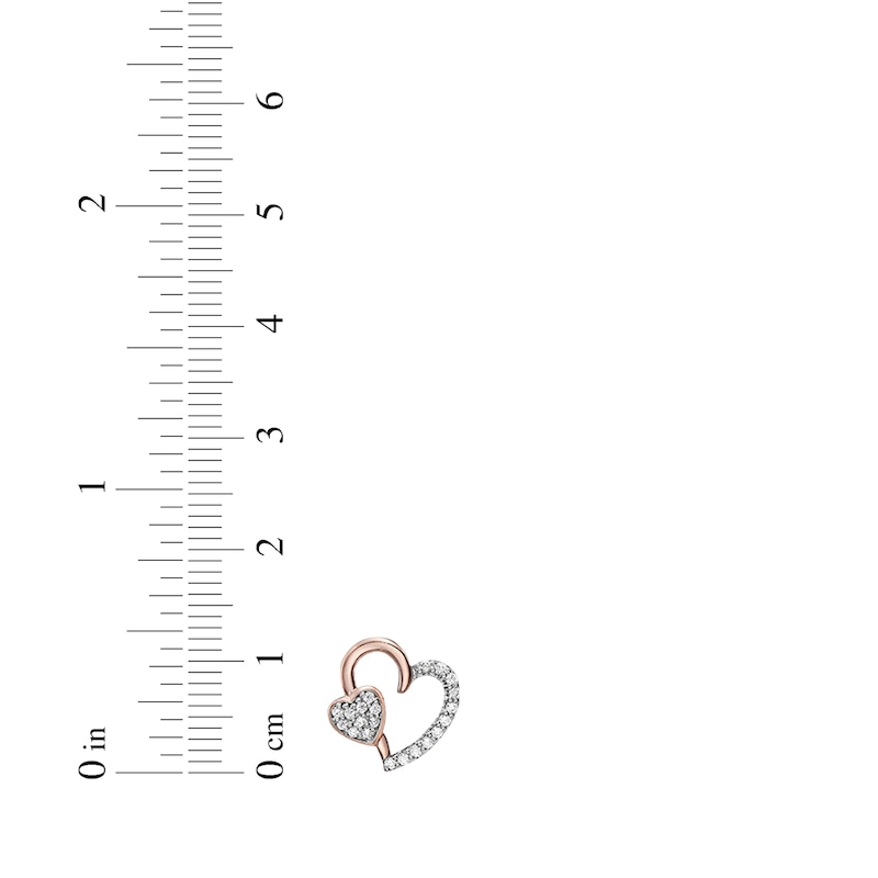 Main Image 3 of Diamond Two-Heart Stud Earrings 1/4 ct tw 10K Rose Gold