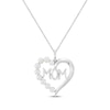 Thumbnail Image 1 of Cultured Pearl & White Lab-Created Sapphire Accent "Mom" Heart Necklace Sterling Silver 18"