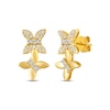 Thumbnail Image 1 of Baguette & Round-Cut Diamond Double Butterfly Earrings 1/4 ct tw 10K Yellow Gold