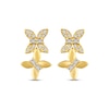 Thumbnail Image 2 of Baguette & Round-Cut Diamond Double Butterfly Earrings 1/4 ct tw 10K Yellow Gold
