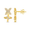 Thumbnail Image 3 of Baguette & Round-Cut Diamond Double Butterfly Earrings 1/4 ct tw 10K Yellow Gold