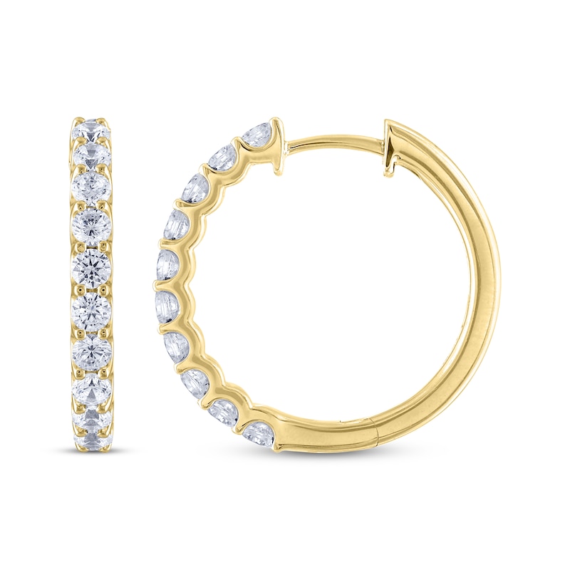 Main Image 3 of THE LEO Diamond Hoop Earrings 1 ct tw 14K Yellow Gold