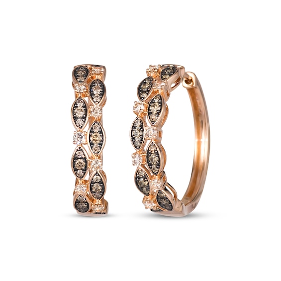 Le Vian Venetian Mosaic Diamond Hoop Earrings 7/8 ct tw 14K Strawberry Gold