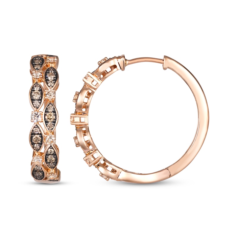 Main Image 3 of Le Vian Venetian Mosaic Diamond Hoop Earrings 7/8 ct tw 14K Strawberry Gold