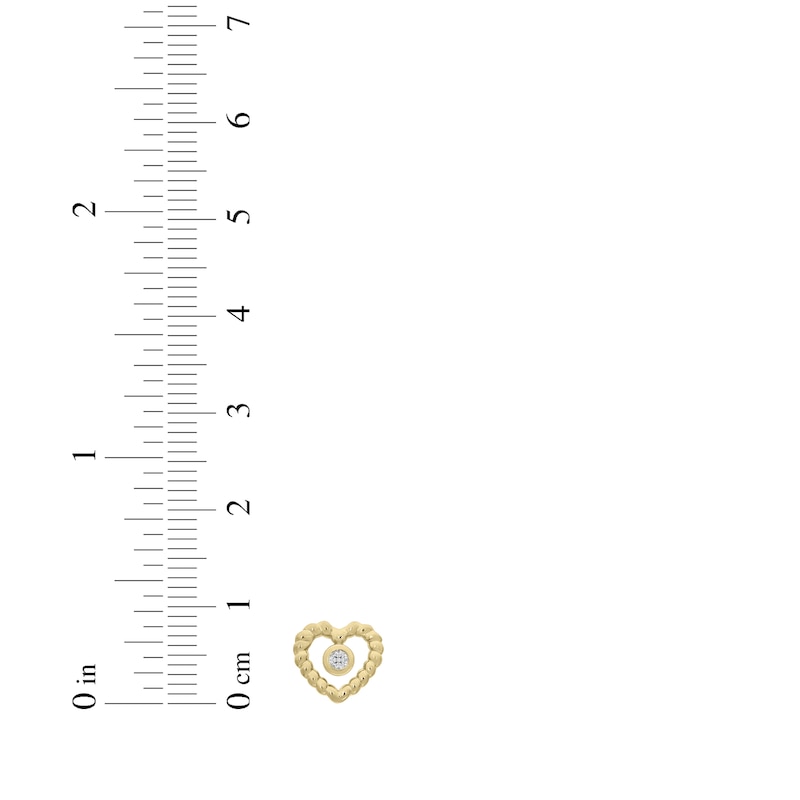Main Image 3 of Diamond Rope Twist Heart Stud Earrings 1/15 ct tw 10K Yellow Gold