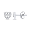 Thumbnail Image 1 of Diamond Heart Halo Stud Earrings 1/6 ct tw Sterling Silver