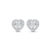 Thumbnail Image 2 of Diamond Heart Halo Stud Earrings 1/6 ct tw Sterling Silver