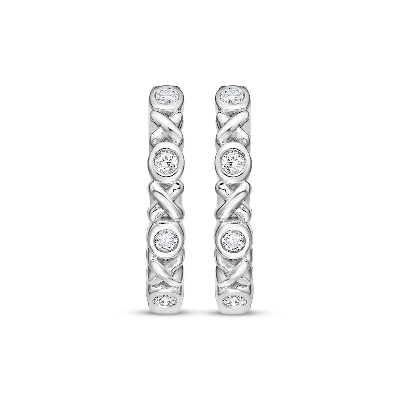 Main Image 2 of Diamond &quot;XO&quot; Huggie Hoop Earrings 1/10 ct tw Sterling Silver