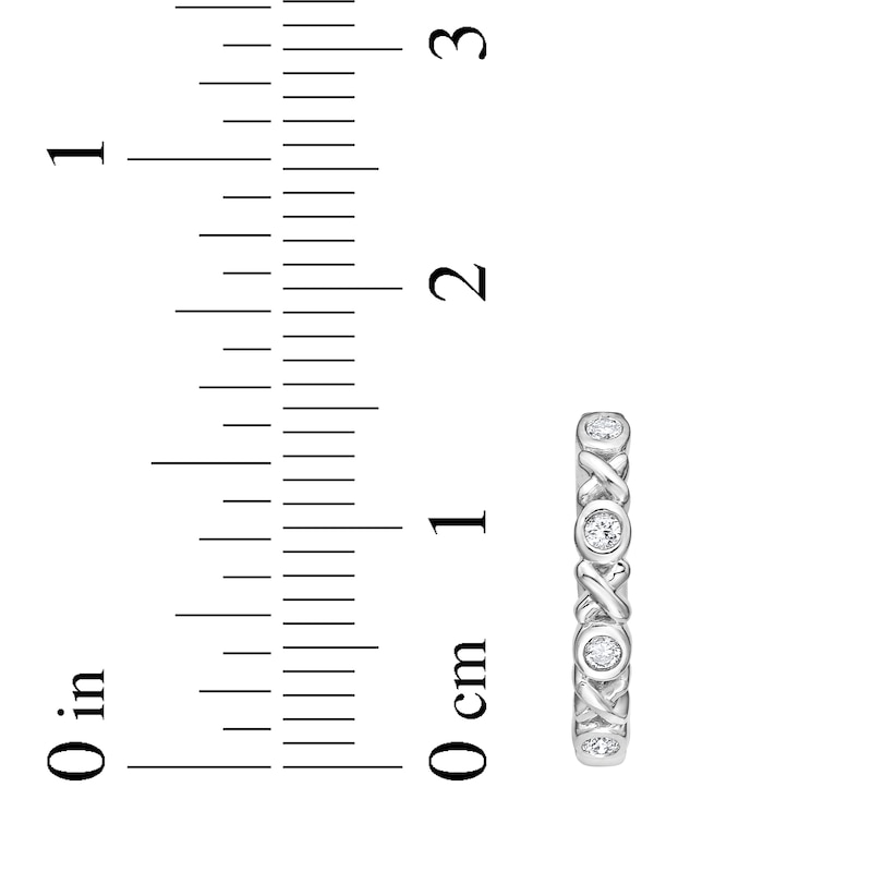 Main Image 4 of Diamond &quot;XO&quot; Huggie Hoop Earrings 1/10 ct tw Sterling Silver