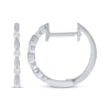 Thumbnail Image 1 of Diamond Station Huggie Hoop Earrings 1/8 ct tw Sterling Silver