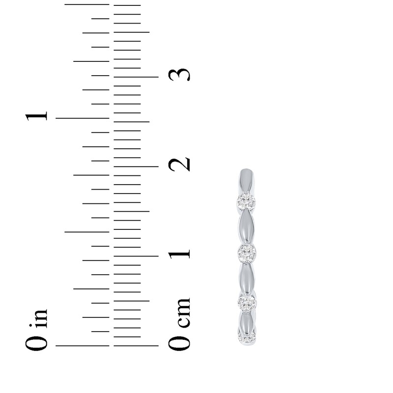 Main Image 3 of Diamond Station Huggie Hoop Earrings 1/8 ct tw Sterling Silver