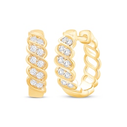 Diamond Twist Hoop Earrings 1/4 ct tw 10K Yellow Gold