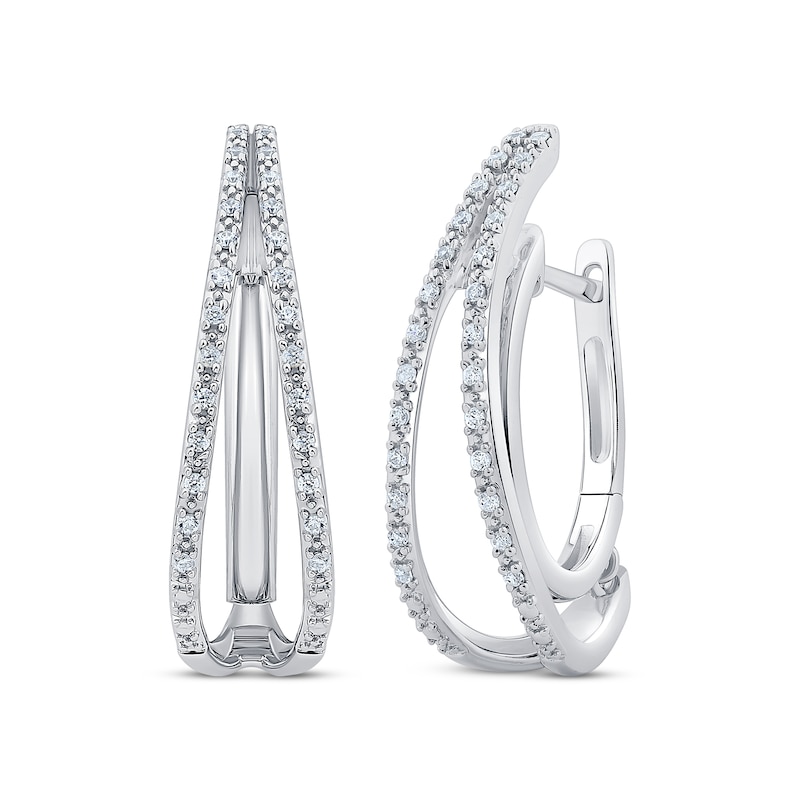 Unstoppable Love Diamond Split Double Hoop Earrings 1/4 ct tw 10K White Gold