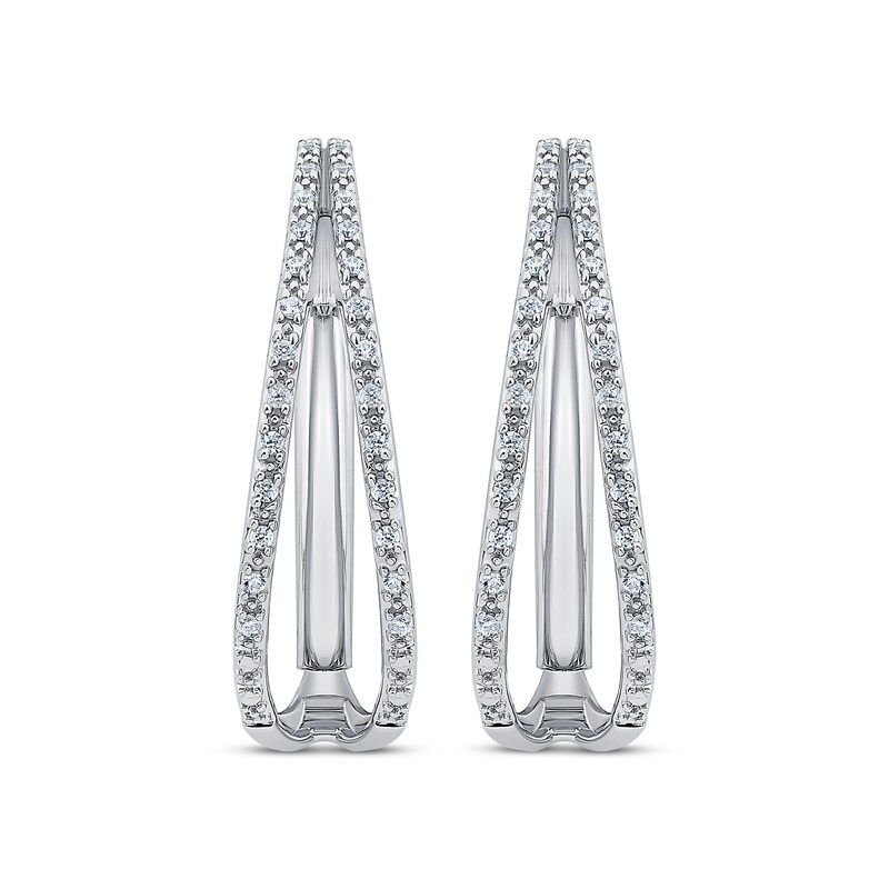 Main Image 2 of Unstoppable Love Diamond Split Double Hoop Earrings 1/4 ct tw 10K White Gold