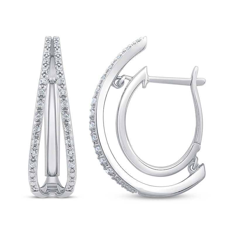 Unstoppable Love Diamond Split Double Hoop Earrings 1/4 ct tw 10K White Gold