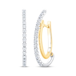 Unstoppable Love Diamond Double Hoop Earrings 1/2 ct tw 10K Two-Tone Gold