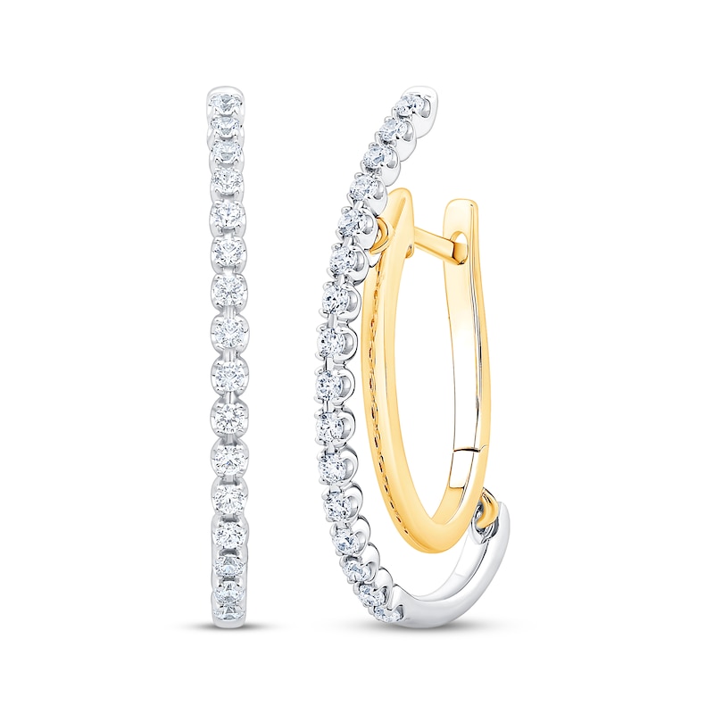 Unstoppable Love Diamond Double Hoop Earrings 1/2 ct tw 10K Two-Tone Gold