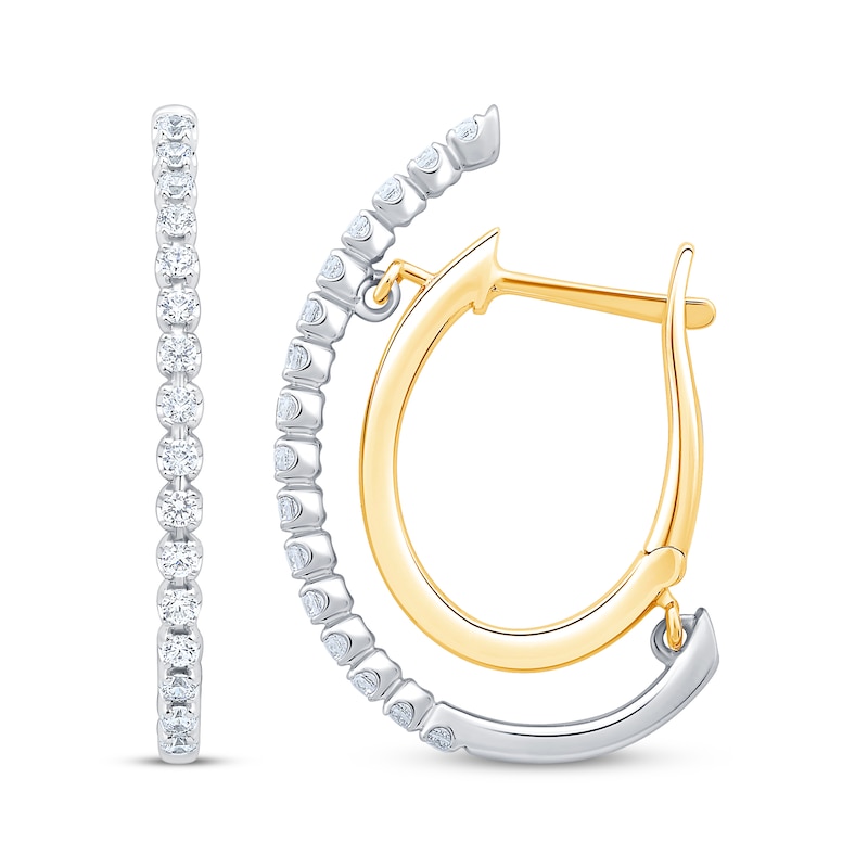 Unstoppable Love Diamond Double Hoop Earrings 1/2 ct tw 10K Two-Tone Gold