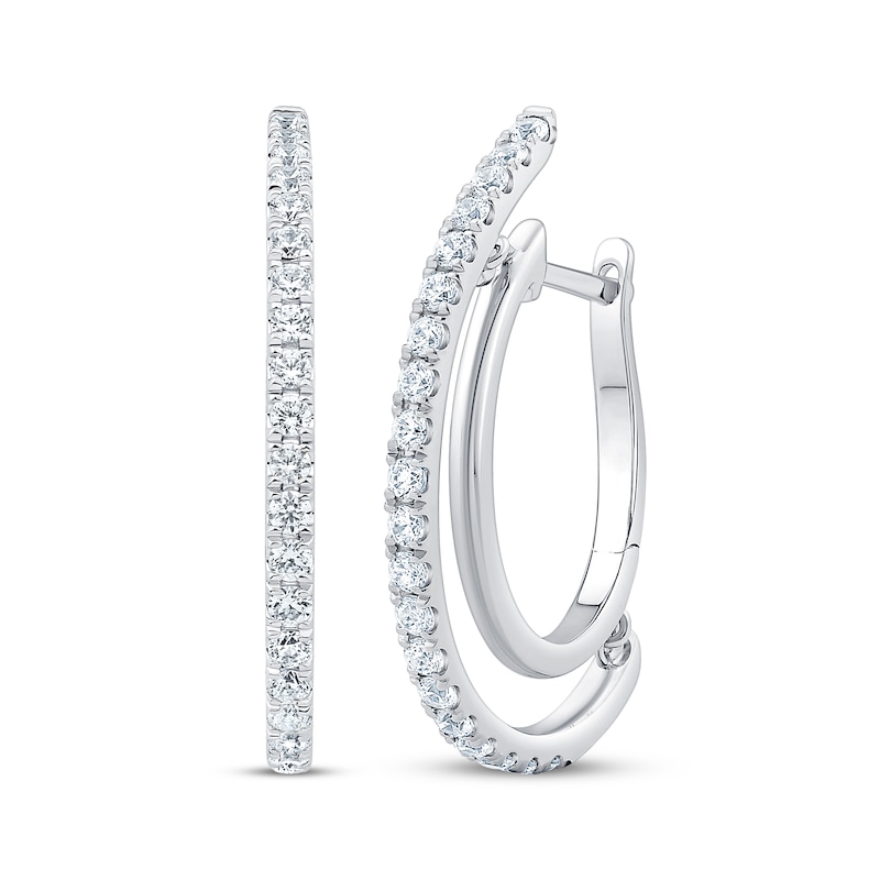 Unstoppable Love Diamond Double Hoop Earrings 1 ct tw 10K White Gold