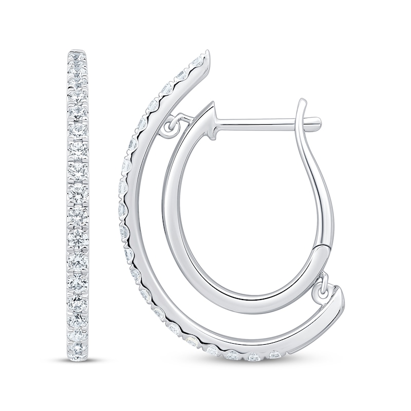 Unstoppable Love Diamond Double Hoop Earrings 1 ct tw 10K White Gold