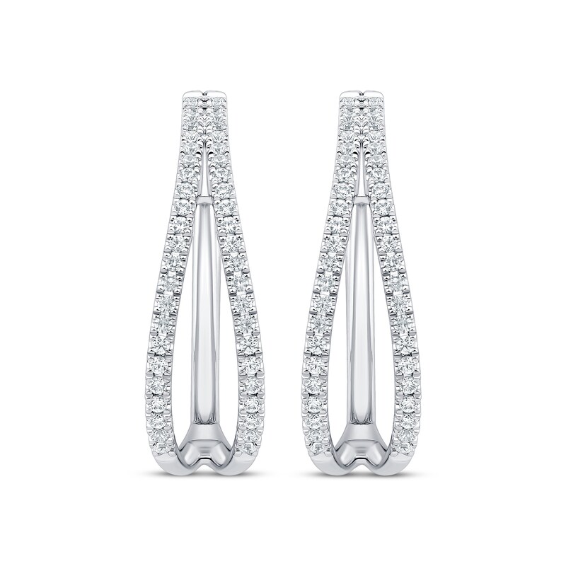 Main Image 2 of Unstoppable Love Diamond Split Double Hoop Earrings 1 ct tw 10K White Gold