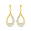 Thumbnail Image 2 of Diamond Cobblestone Twist Teardrop Dangle Earrings 1/2 ct tw 10K Yellow Gold
