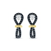 Thumbnail Image 2 of Black & White Diamond Buttonhole J-Hoop Earrings 1/3 ct tw Sterling Silver & 10K Yellow Gold