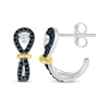 Thumbnail Image 3 of Black & White Diamond Buttonhole J-Hoop Earrings 1/3 ct tw Sterling Silver & 10K Yellow Gold