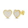 Thumbnail Image 1 of Diamond Cobblestone Heart Stud Earrings 1/2 ct tw 10K Yellow Gold