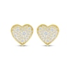 Thumbnail Image 2 of Diamond Cobblestone Heart Stud Earrings 1/2 ct tw 10K Yellow Gold