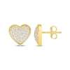Thumbnail Image 3 of Diamond Cobblestone Heart Stud Earrings 1/2 ct tw 10K Yellow Gold