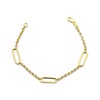 Thumbnail Image 1 of Paperclip Station & Rolo Chain Bracelet Hollow 10K Yellow Gold 7.5&quot;