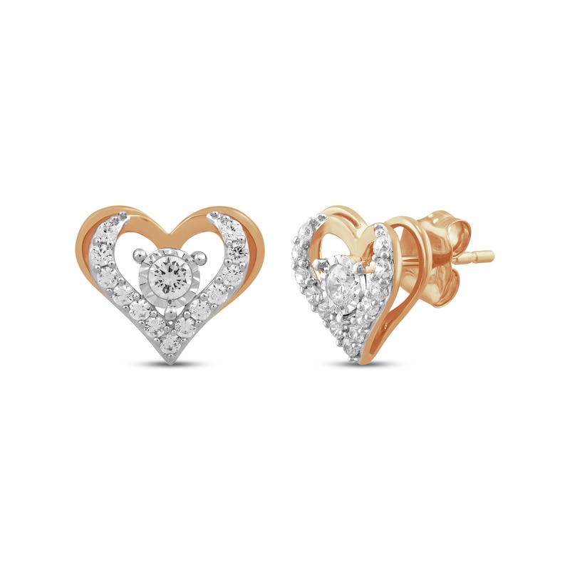 Diamond Open Heart Stud Earrings 1/2 ct tw 10K Rose Gold | Kay