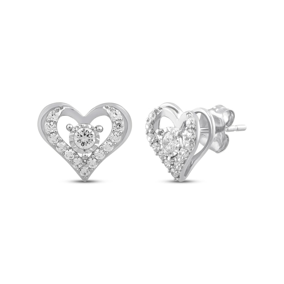 Diamond Open Heart Stud Earrings 1/2 ct tw 10K White Gold Kay