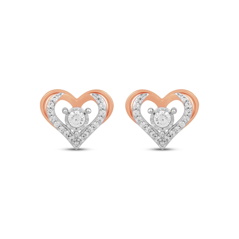 Main Image 2 of Diamond Open Heart Stud Earrings 1/4 ct tw 10K Rose Gold