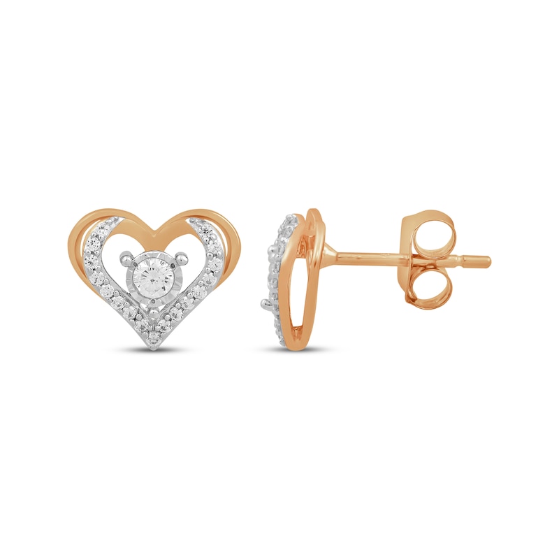 Diamond Open Heart Stud Earrings 1/4 ct tw 10K Rose Gold | Kay