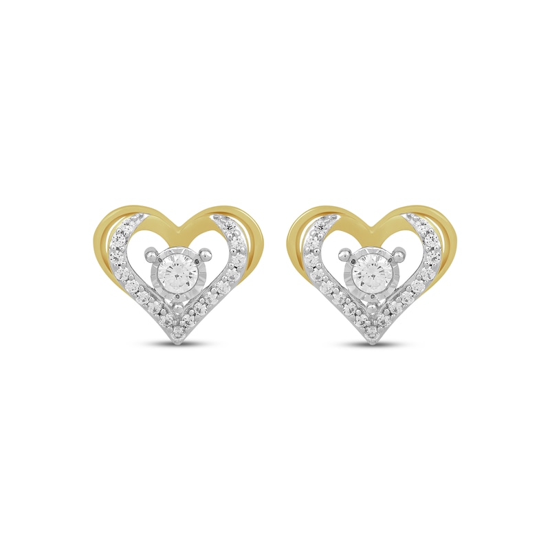 Main Image 2 of Diamond Open Heart Stud Earrings 1/4 ct tw 10K Yellow Gold