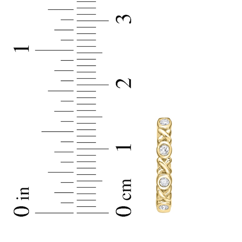 Main Image 4 of Diamond &quot;XO&quot; Huggie Hoop Earrings 1/10 ct tw 10K Yellow Gold