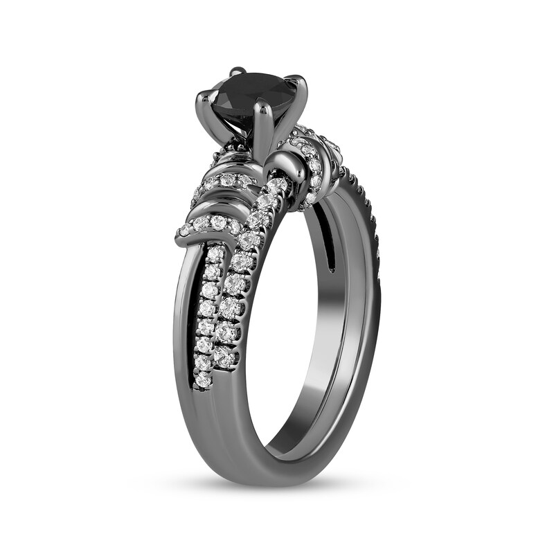 Main Image 2 of Ink & Ice Round-Cut Black & White Diamond Bridal Set 1-7/8 ct tw Black Rhodium-Plated 14K White Gold