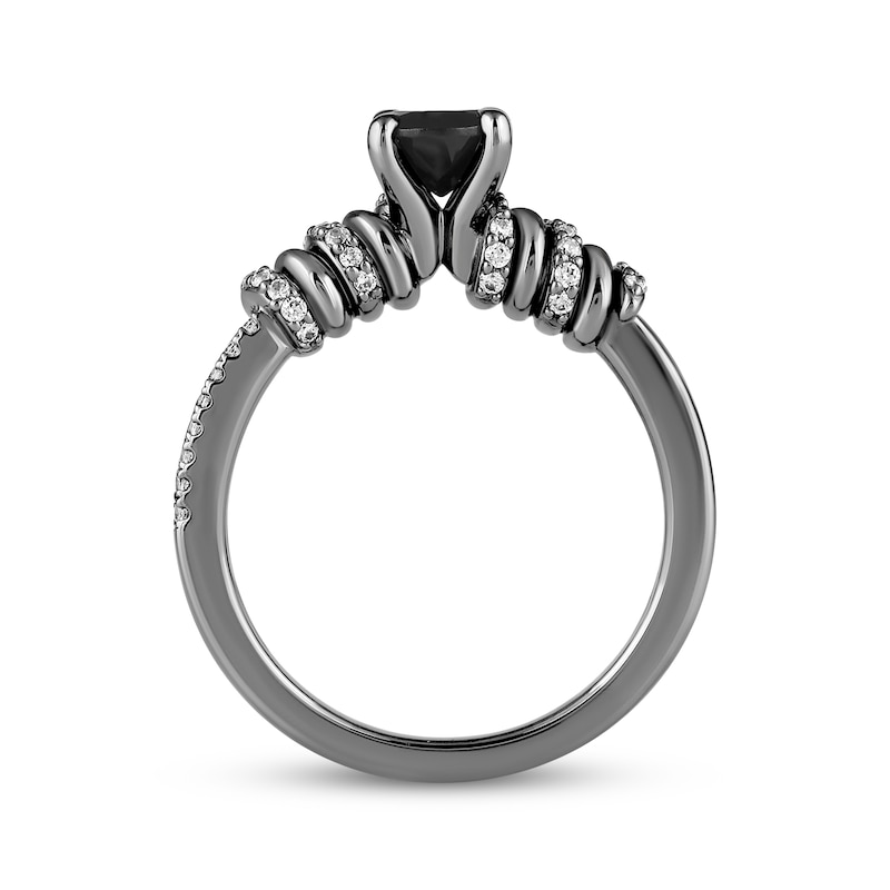 Main Image 6 of Ink & Ice Round-Cut Black & White Diamond Twist Engagement Ring 1-3/4 ct tw Black Rhodium-Plated 14K White Gold
