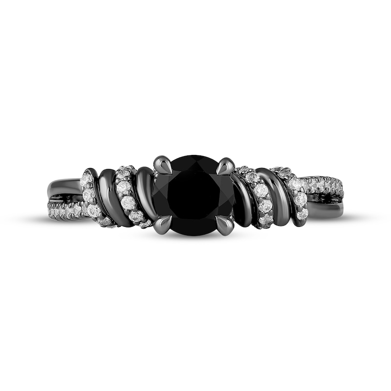 Main Image 7 of Ink & Ice Round-Cut Black & White Diamond Twist Engagement Ring 1-3/4 ct tw Black Rhodium-Plated 14K White Gold
