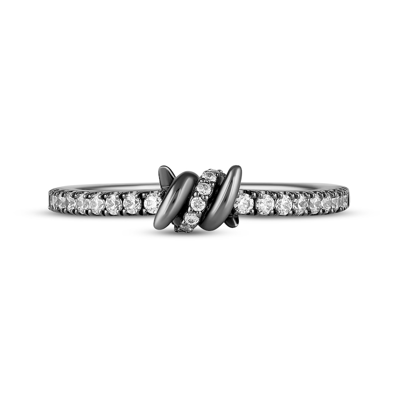 Main Image 11 of Ink & Ice Diamond Twist Wedding Band 1/4 ct tw Black Rhodium-Plated 14K White Gold