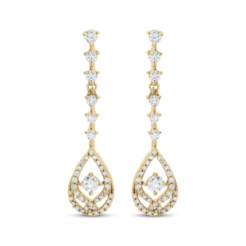 Main Image 2 of Love Entwined Diamond Drop Earrings 1/2 ctw 10K Yellow Gold