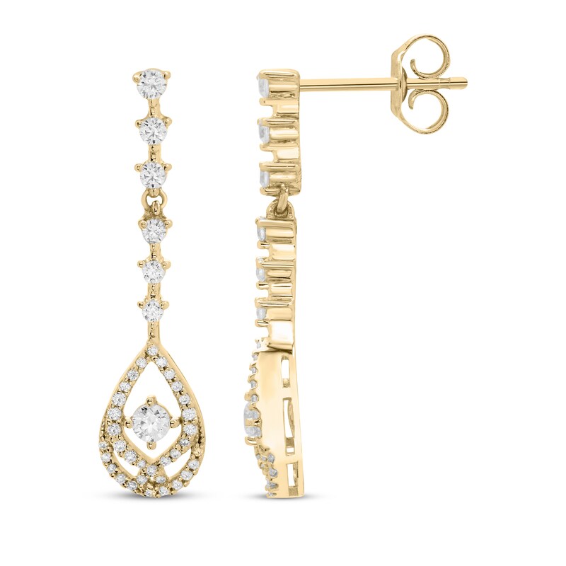 Main Image 3 of Love Entwined Diamond Drop Earrings 1/2 ctw 10K Yellow Gold