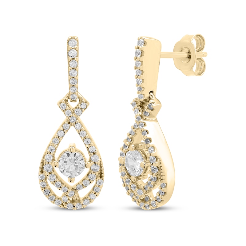 Love Entwined Diamond Dangle Earrings 1 ct tw 10K Yellow Gold