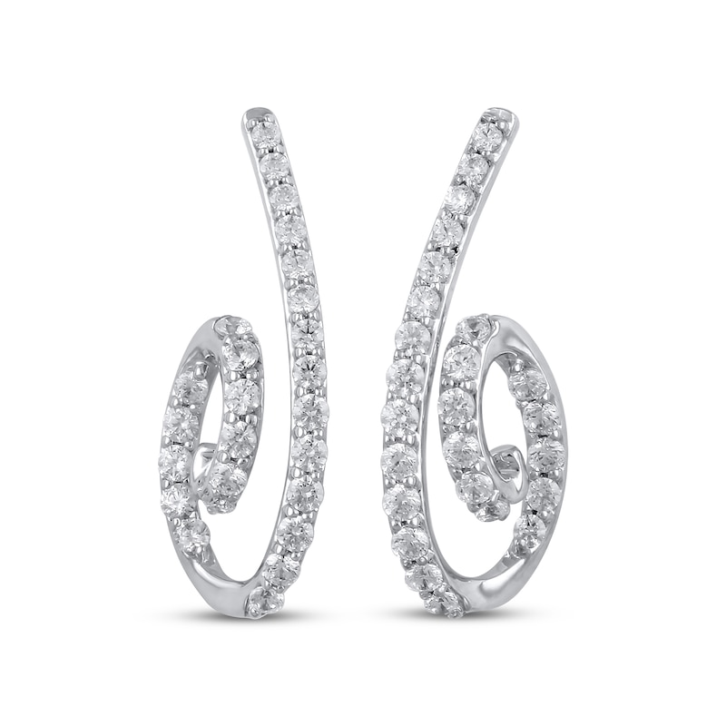 Main Image 1 of Diamond Inside-Out Spiral Swirl Earrings 3/4 ct tw 10K White Gold