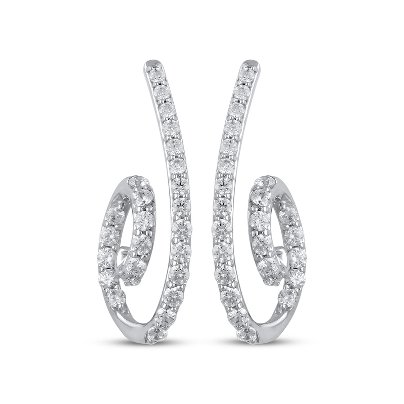Main Image 2 of Diamond Inside-Out Spiral Swirl Earrings 3/4 ct tw 10K White Gold